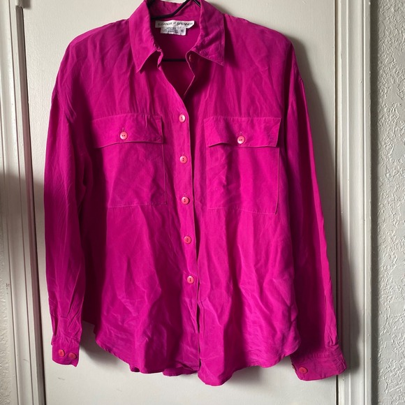 Eleanor P Brenner Tops - Eleanor P Brenner Fuchsia Pink 100% Silk Button Down Blouse Long Sleeve Medium